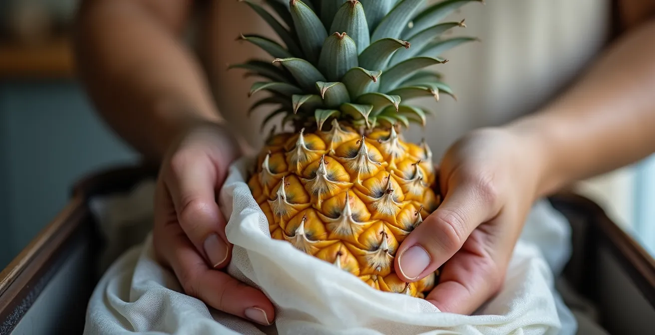 Technique d'emballage professionnel pour protéger les ananas Victoria en soute