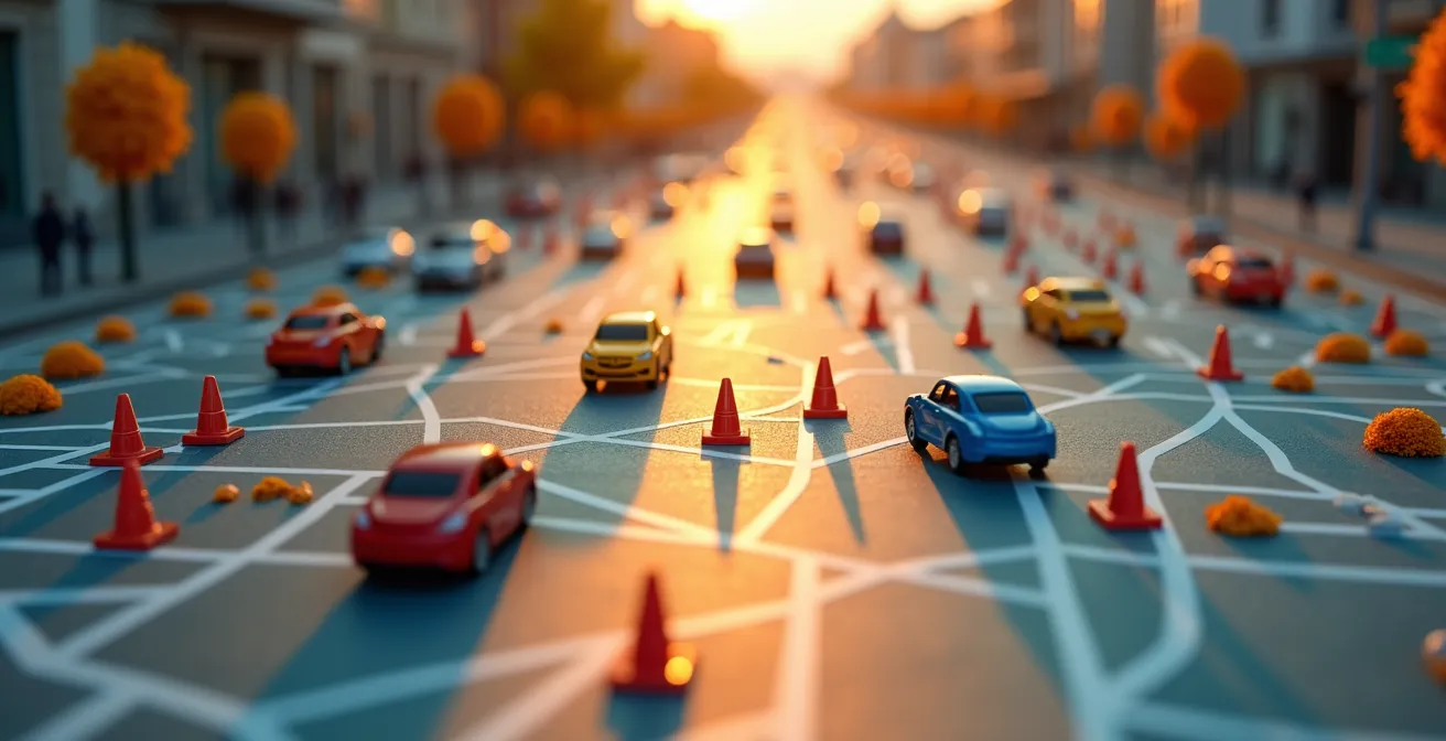 Vue aérienne du plan de circulation et des zones de parking pour le Dipavali à Saint-André