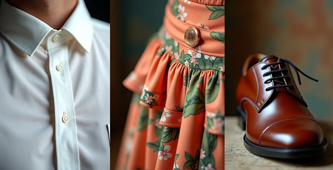 Détail de tenues traditionnelles pour un bal créole à La Réunion